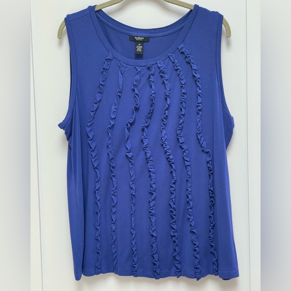 ☀️☀️2/$10 Alfani Periwinkle Blue Ruffled Sleeveless Tank Top.